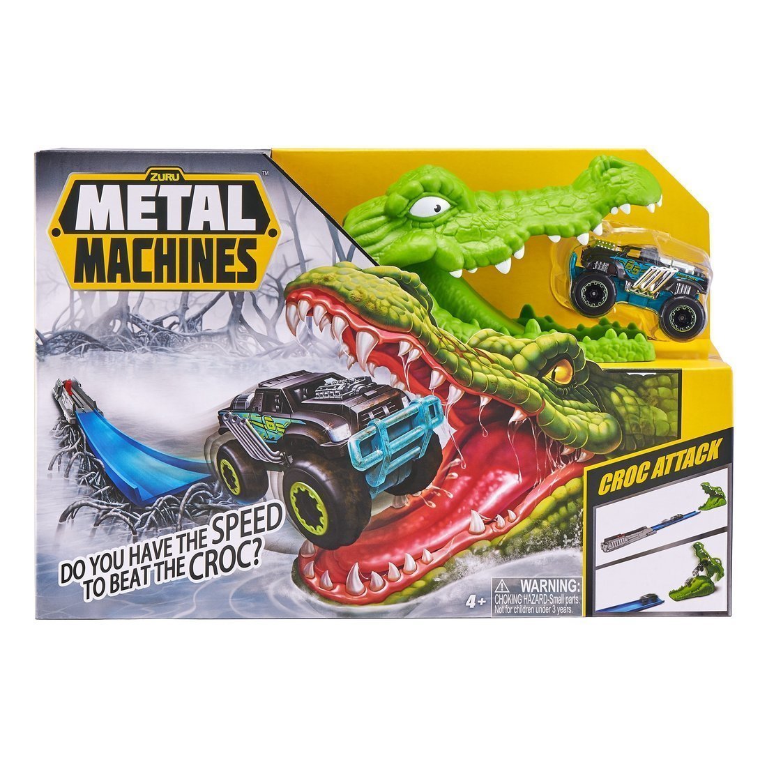 ДЕФЕКТ УПАКОВКИ Игровой набор Zuru Metal Machines с машинкой, трек Крокодил