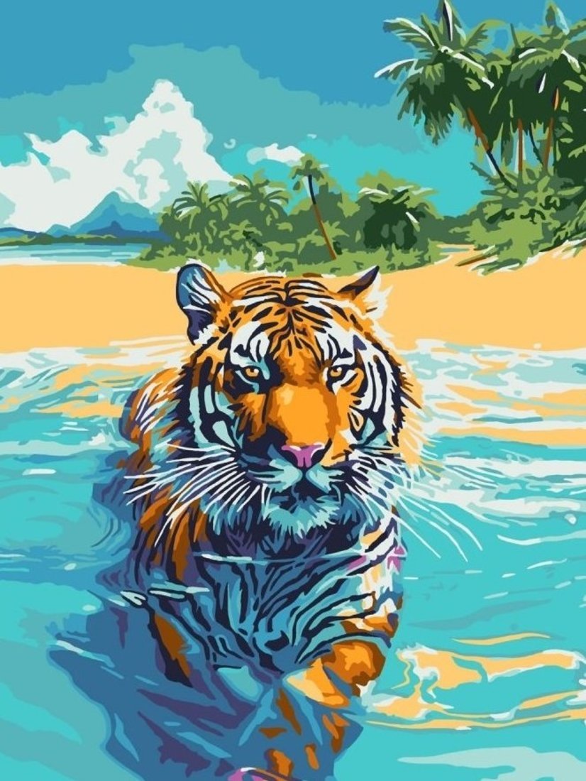 Картина по номерам на картоне Тигр 28,5х38 см