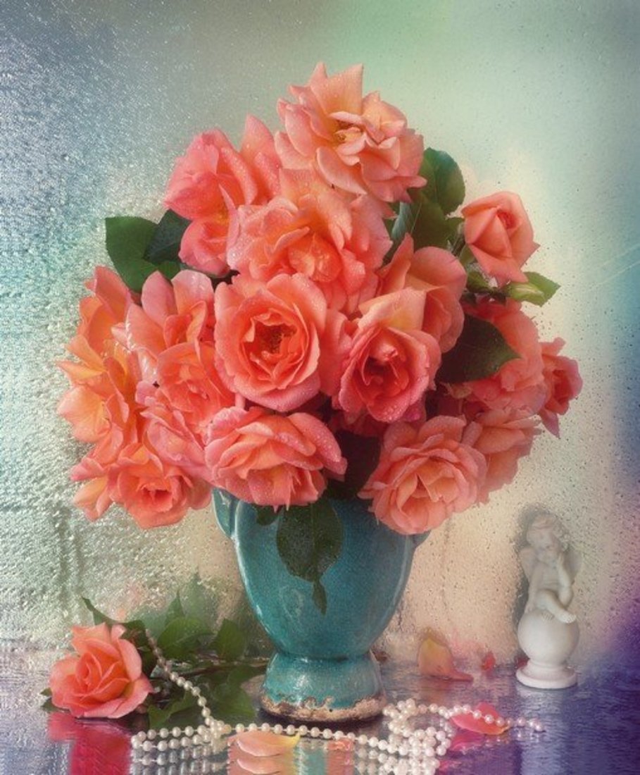 Роспись по холсту Розовые розы, 30х40 см