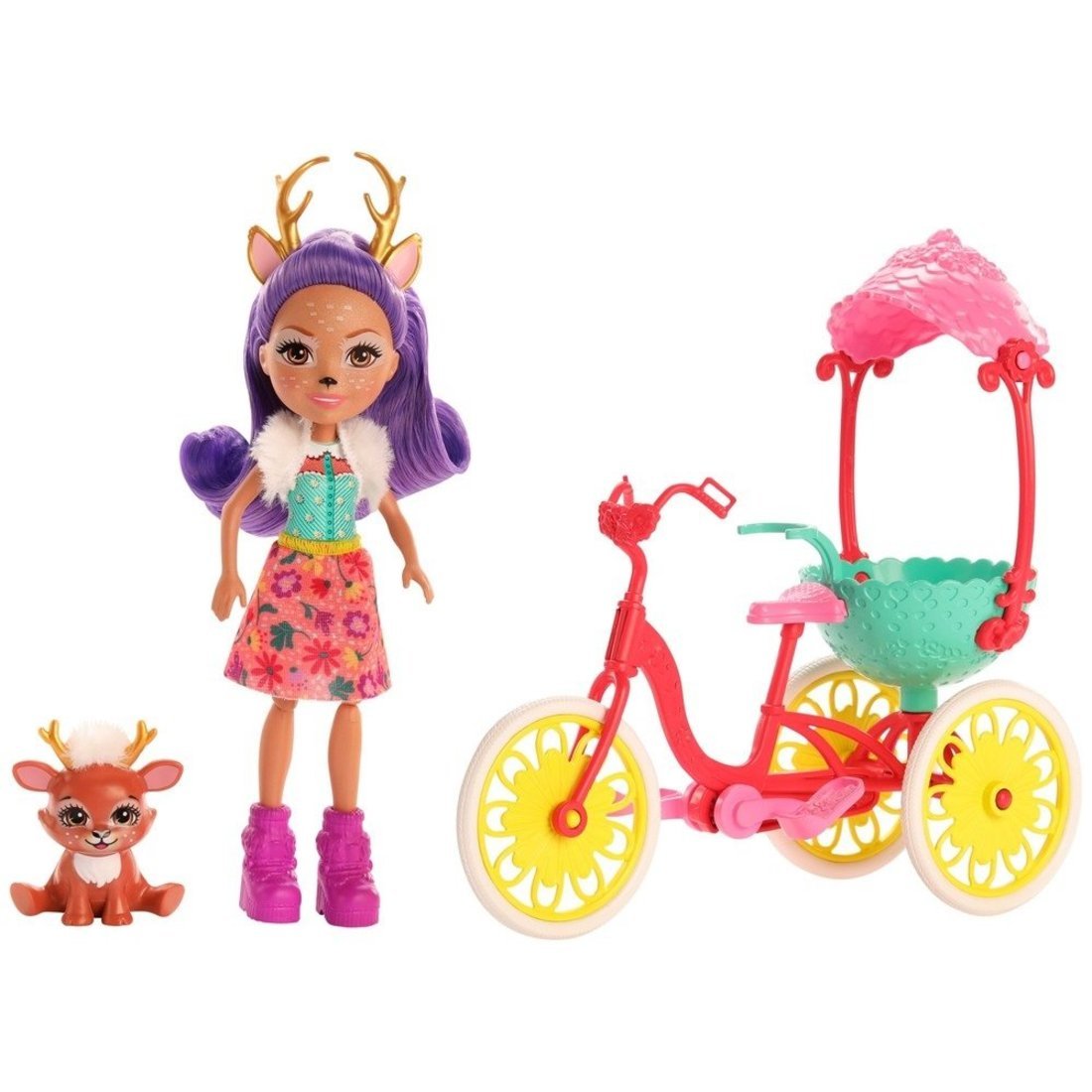 Кукла Enchantimals с питомцем и транспортным средством Велосипедисты