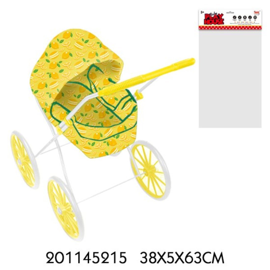 Коляска-люлька Лимоны, большие колёса,  металл., пакет