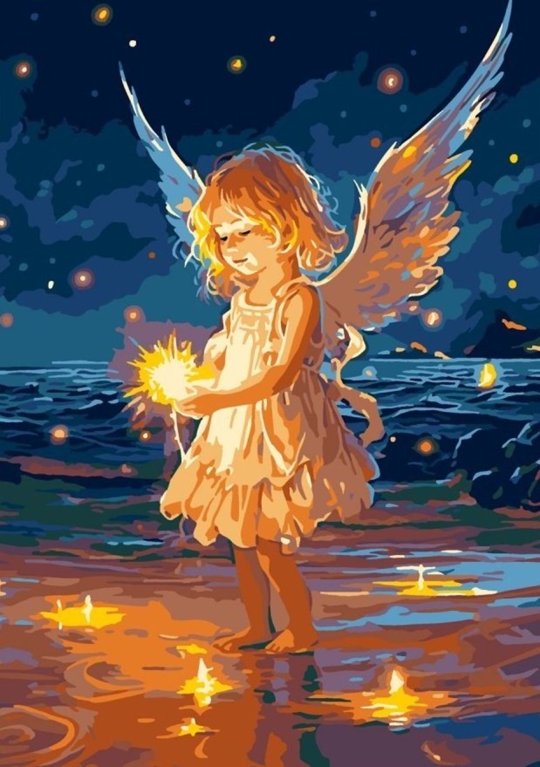 Картина по номерам на картоне Маленький ангел 20х28,5 см