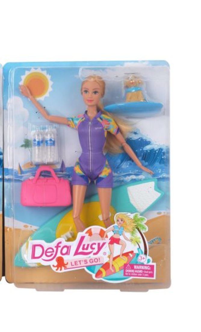 Игр. наб. Defa Lucy  "Пляжный отдых", в компл. кукла 29см, предм. 6шт., блистер