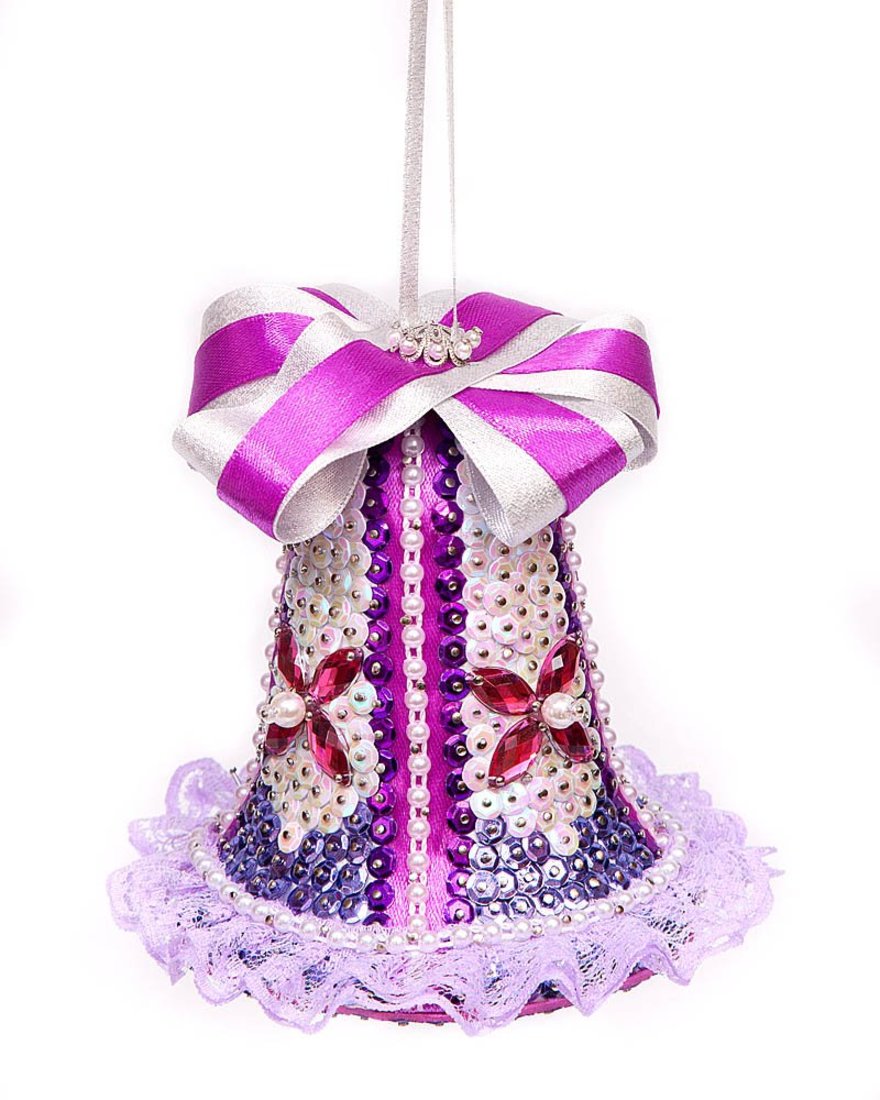 Набор для творчества  "Колокольчик новогодний" из пайеток фиолетовый