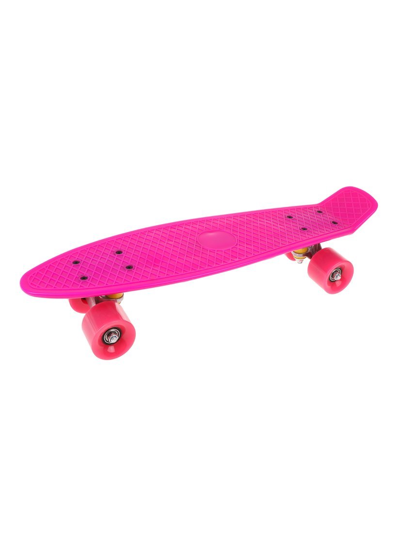 Скейтборд-пенниборд пластик 56х17 см., колеса PU, крепления алюмин., усиленная дека, розовый