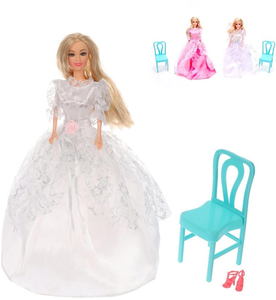Кукла 29см в бальном платье, в компл.стульчик, в ассорт., пакет