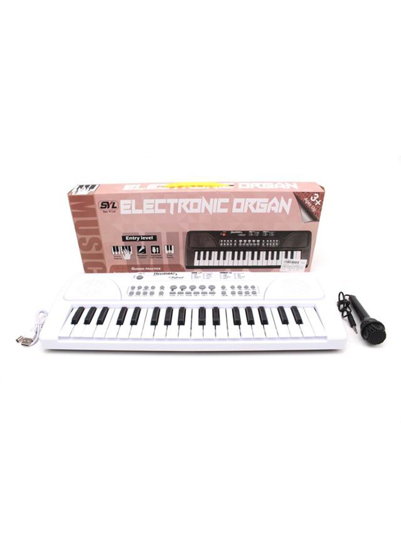 Музыкальный инструмент: Синтезатор, 37 клавиш, микрофон, USB кабель, эл. пит. ААх3 не вх. в комплект, коробка