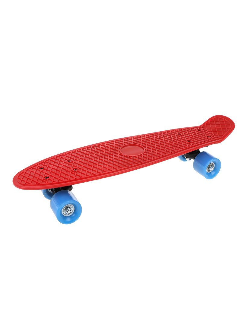 Скейтборд пласт. 55x15 см, PVC колеса без света с пластмассовым креплениям, красный