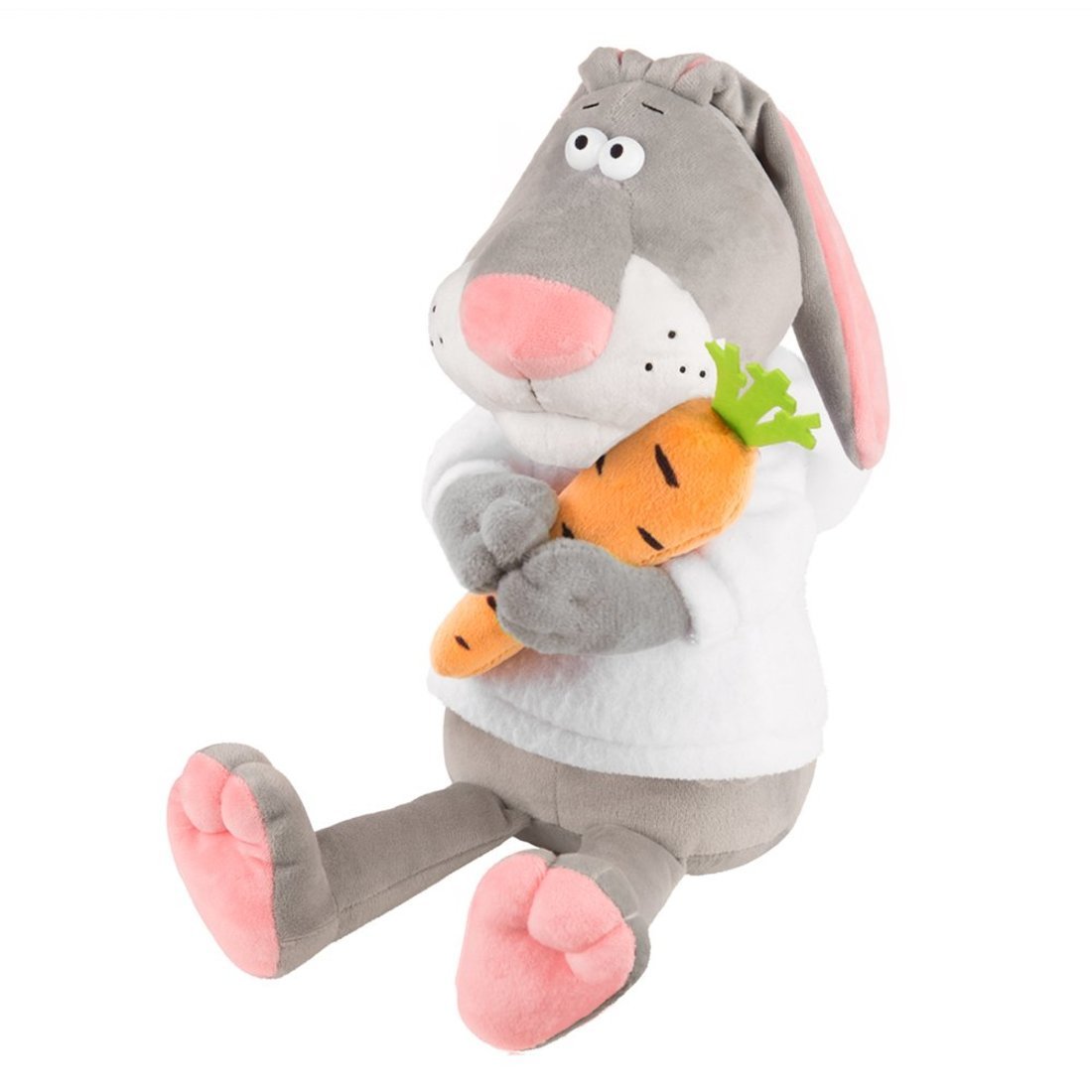 Мягкая игрушка Кролик Семёныч в худи с морковкой 25 см