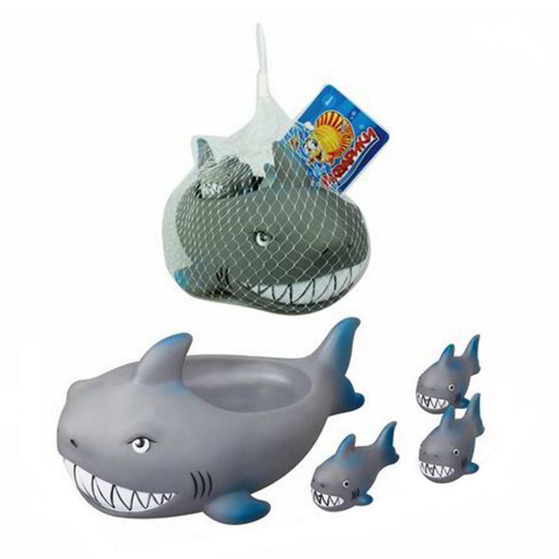Набор игрушек для купания Акулы, 4 шт, сетка