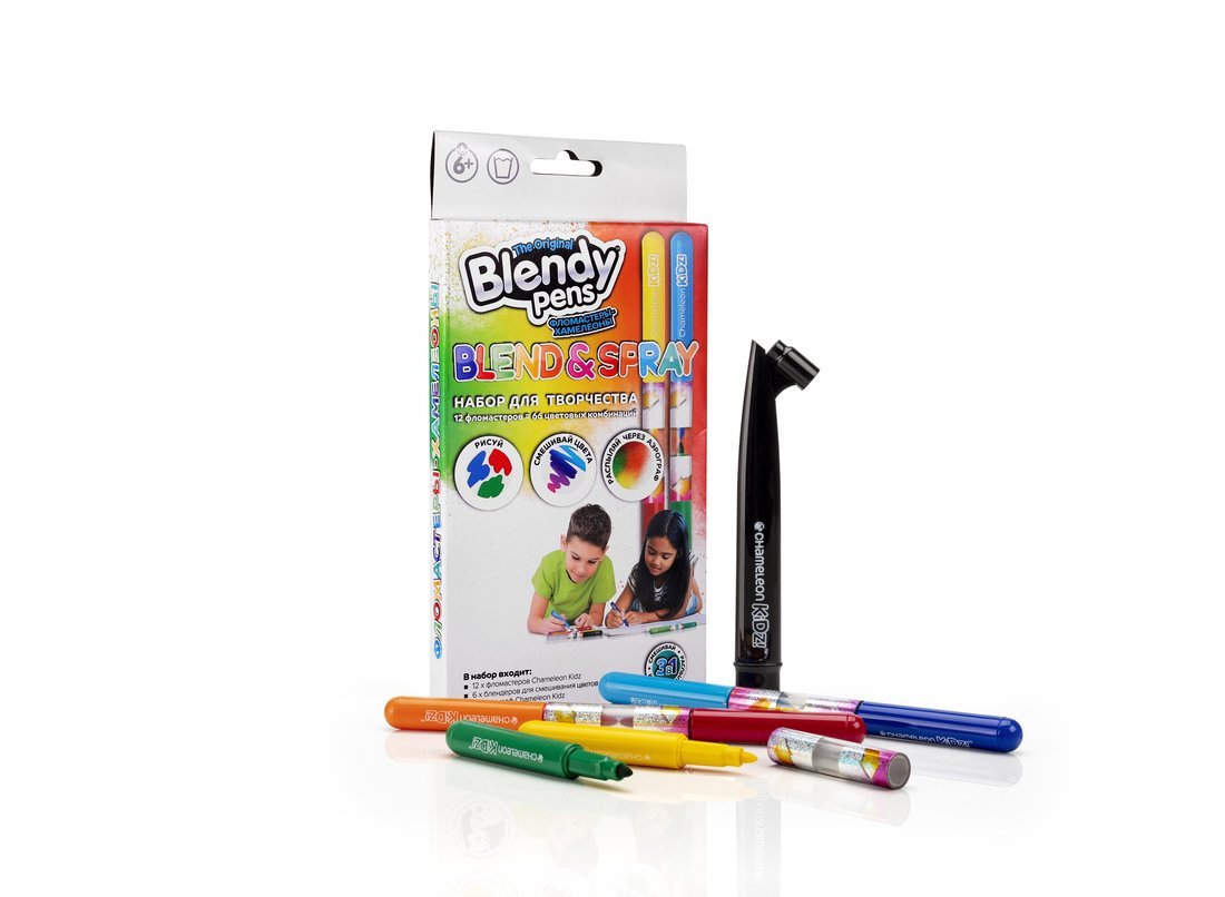 Набор фломастеров-хамелеонов Blendy pens 12 шт. c аэрографом