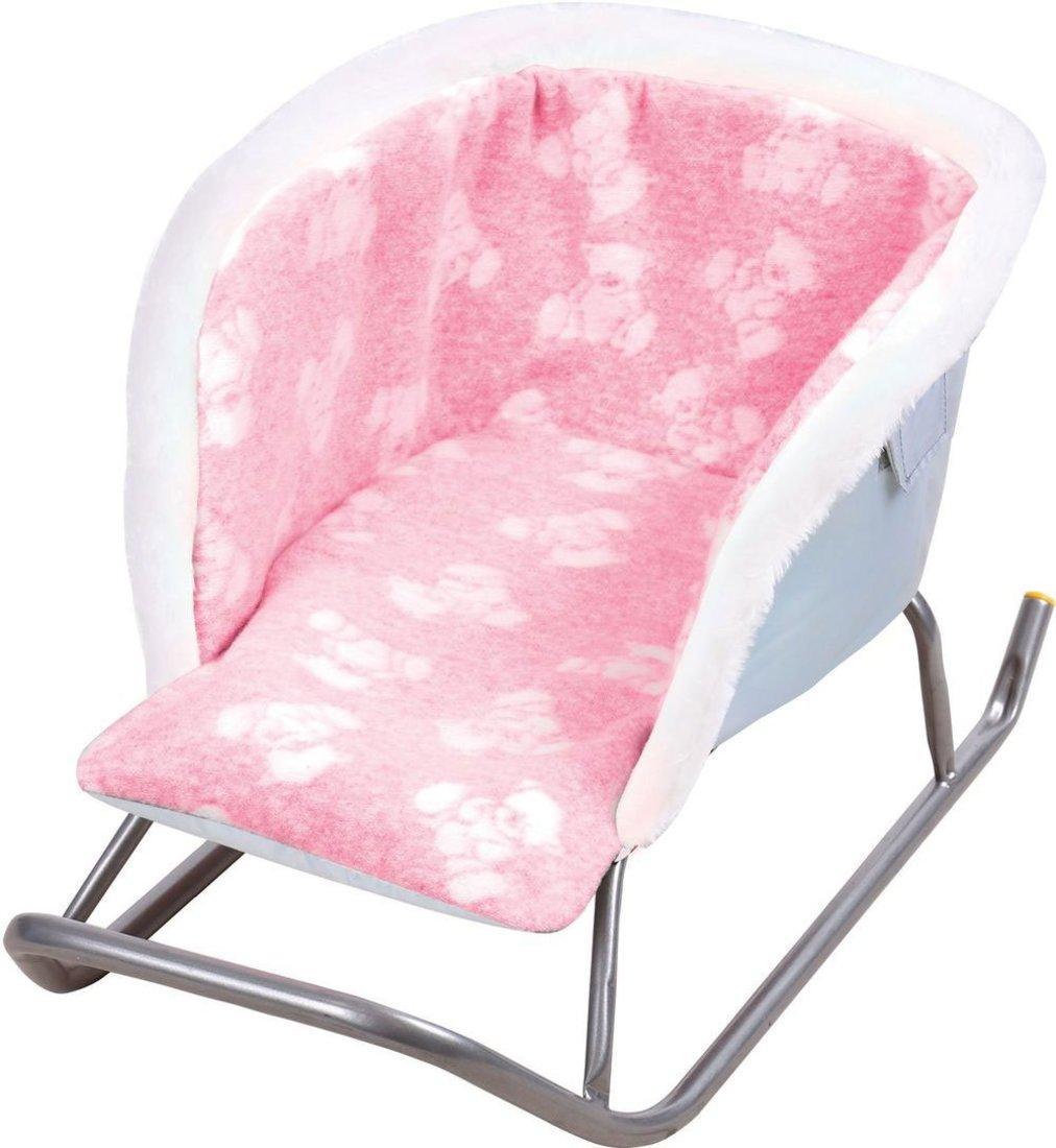 Сиденье для санок Меховое универсальное (с медвежатами розовый),пакет