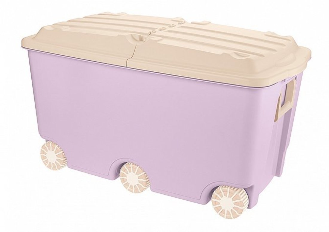 Ящик для игрушек на колесах, 66,5 л., розовый
