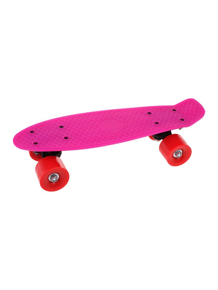 Скейтборд пластик 41x12 см, с  большими PVC колесом (6 см.) без  света, розовый
