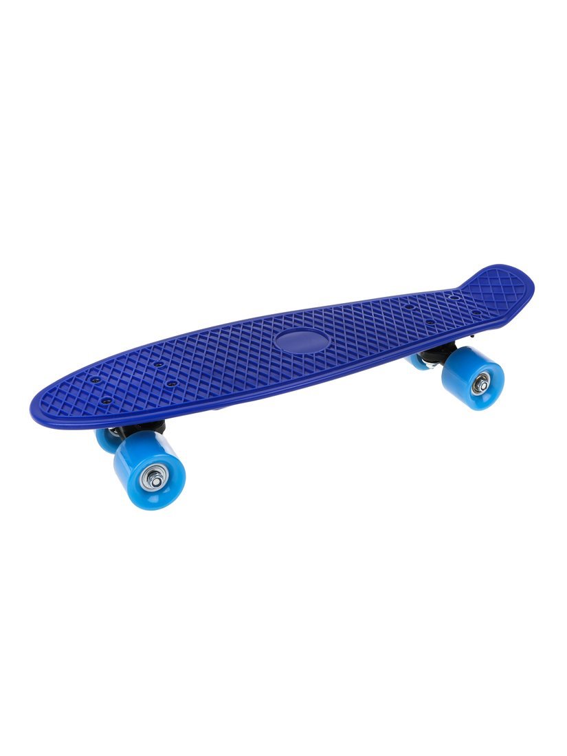 Скейтборд пласт. 55x15 см, PVC колеса без света с пластмассовым креплениям, синий