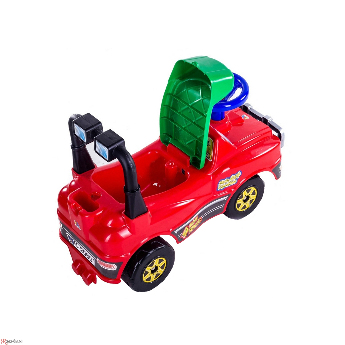 Машина-каталка Джип с ручкой и гудком (красный) - изображение 3