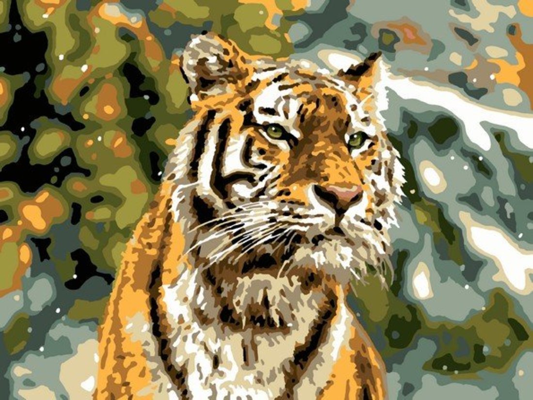 Картина по номерам Снежный тигр, 30х40 см, холст на подрамнике