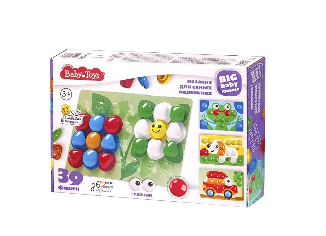 Мозаика для самых маленьких Baby Toys Цветочек d 40, 6 цв .(39 эл.)