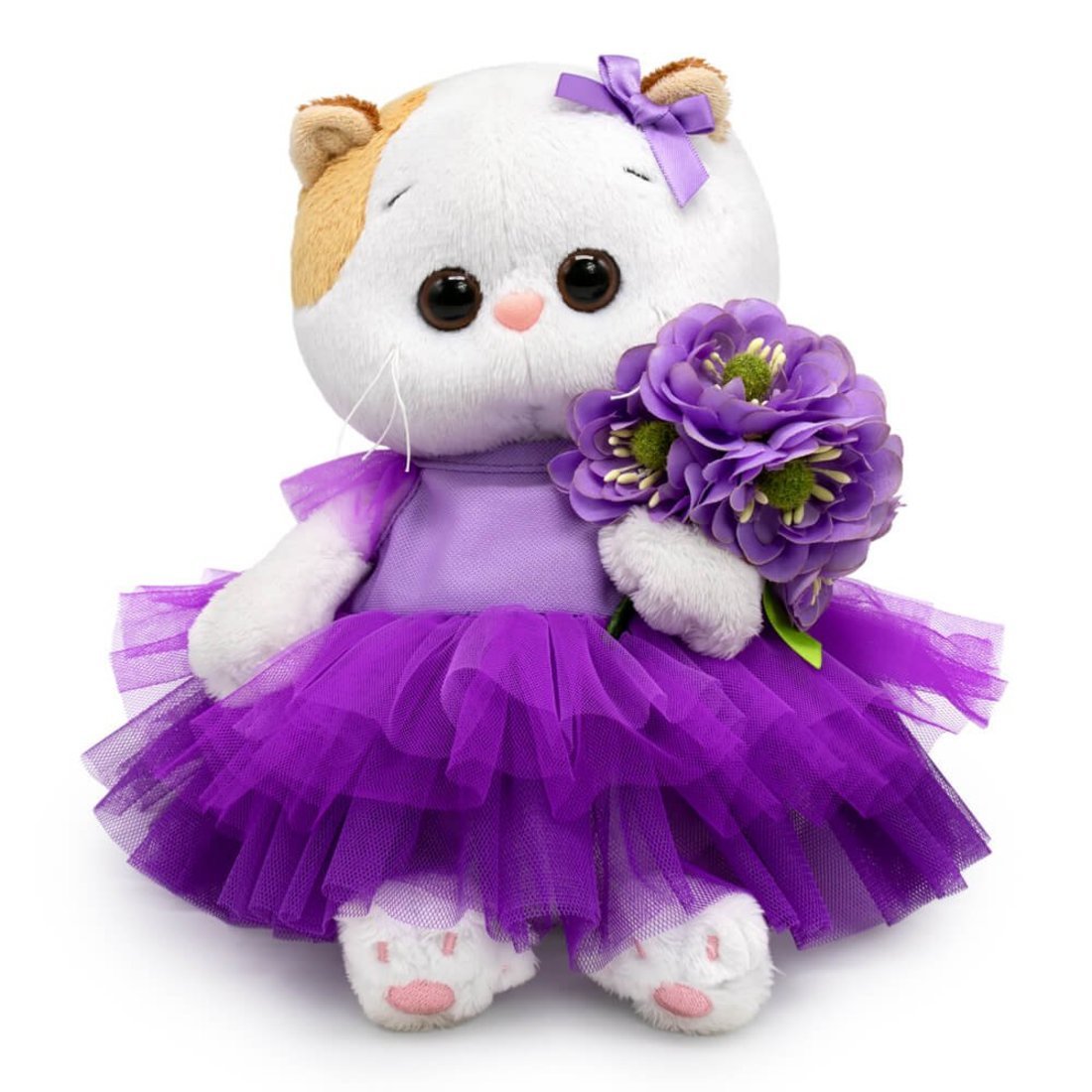 Кошечка Ли-Ли BABY в лиловом платье и с букетом 20 см