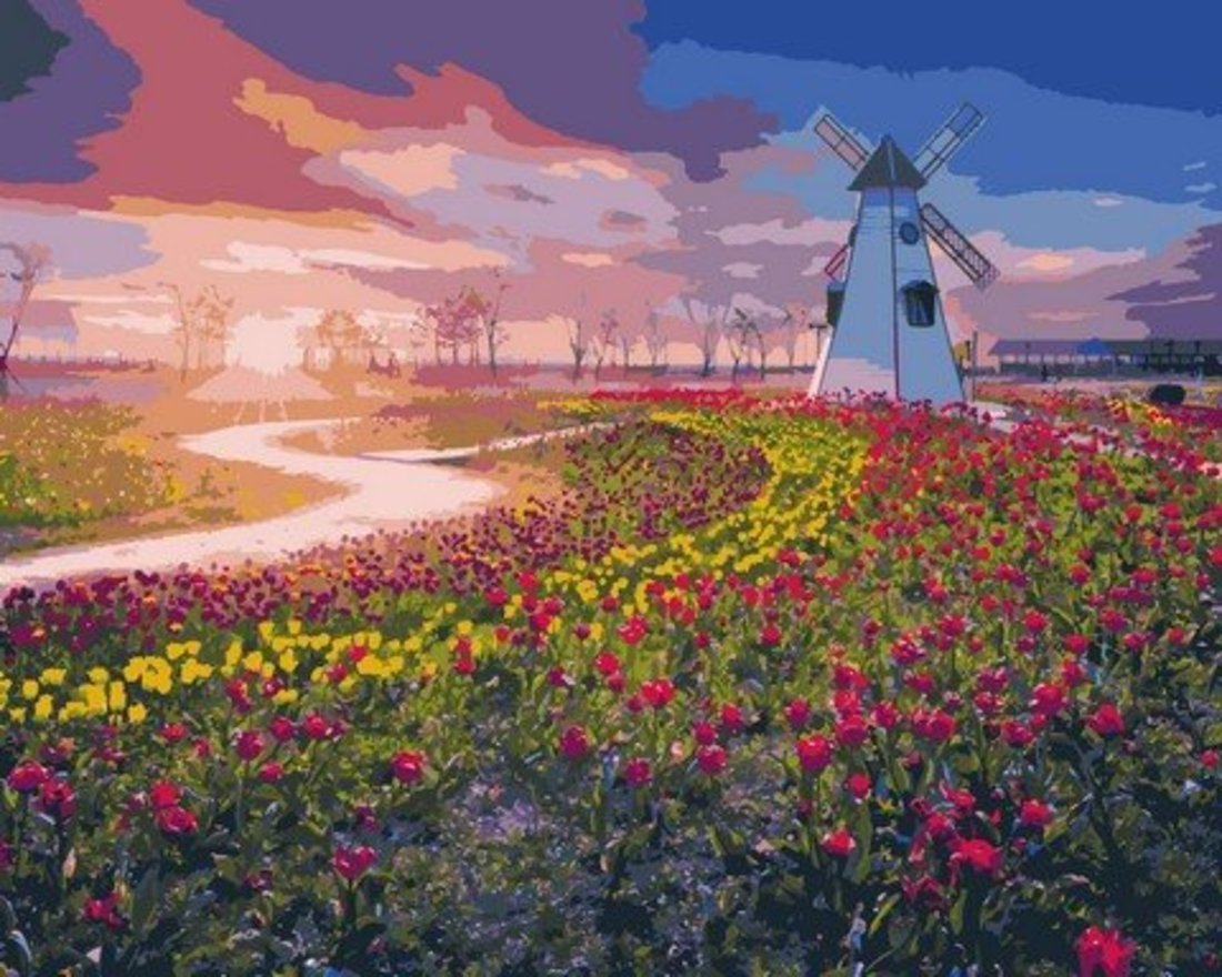 Картина по номерам Тюльпановое поле