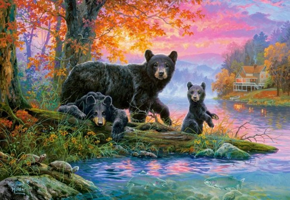 Пазлы 1000 Медведи на рыбалке