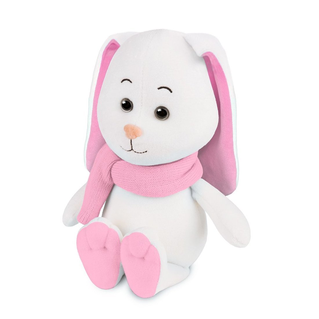 Мягкая игрушка Зайка Снежинка с длинными ушами в шарфе 20 см