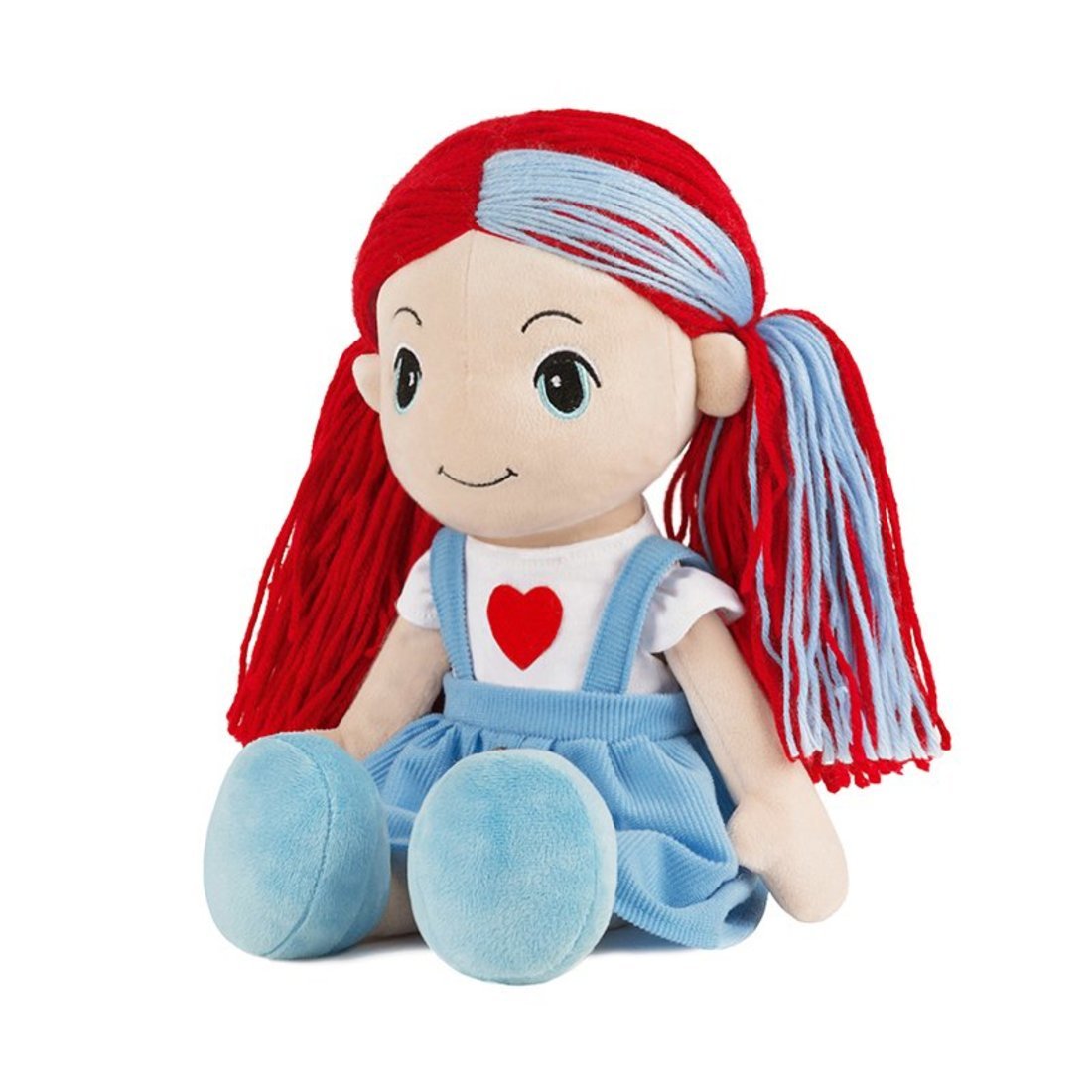 Мягкая Игрушка Maxitoys Кукла Стильняшка с Голубой Прядью в Сарафане с Сердцем 40 см