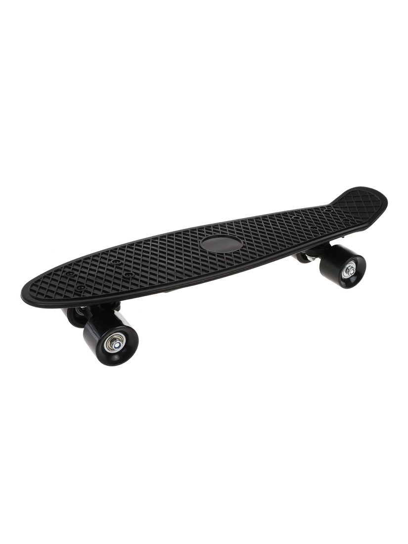 Скейтборд пласт. 55x15 см, PVC колеса без света с пластмассовым креплениям, чёрный