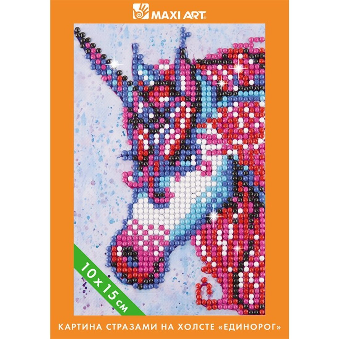 Картина стразами на холсте Maxi Art Единорог 10х15 см