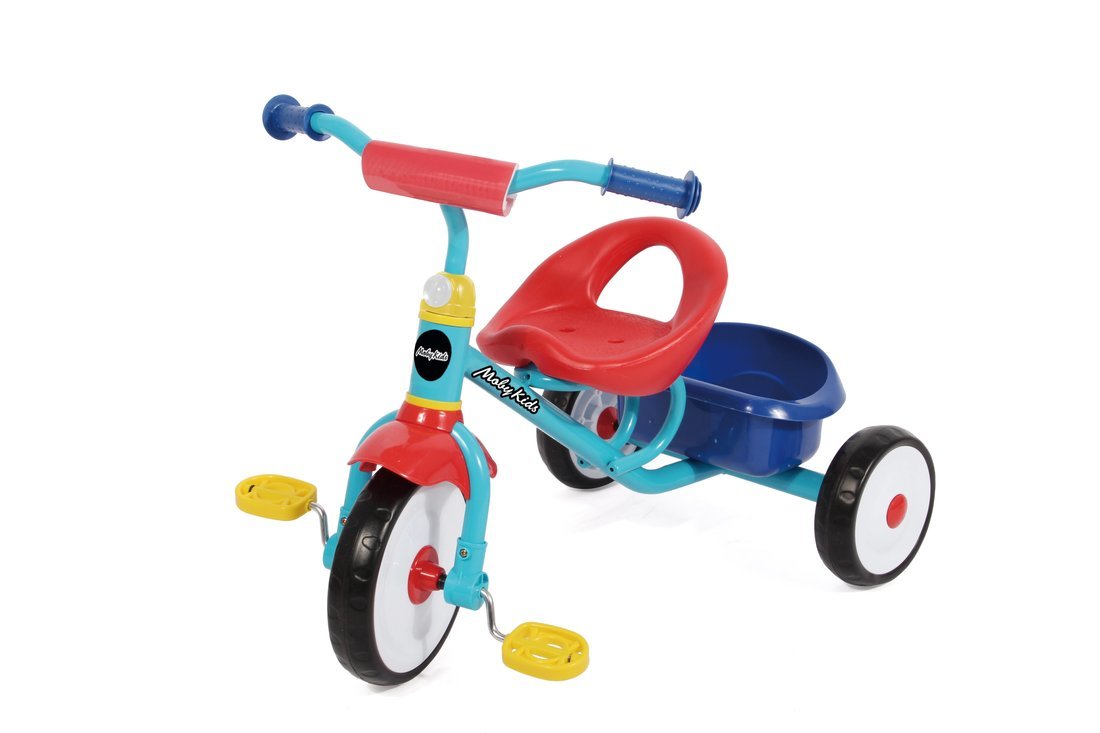Велосипед 3 кол. Moby Kids Лучик, 9/7 кол. EVA, красно-голубой.