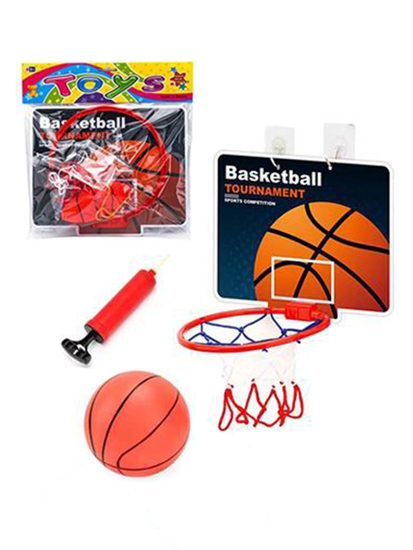 Набор для игры в баскетбол; щит картон 27х22,5 см. с пластик. кольцом 20 см., мяч 11 см., насос
