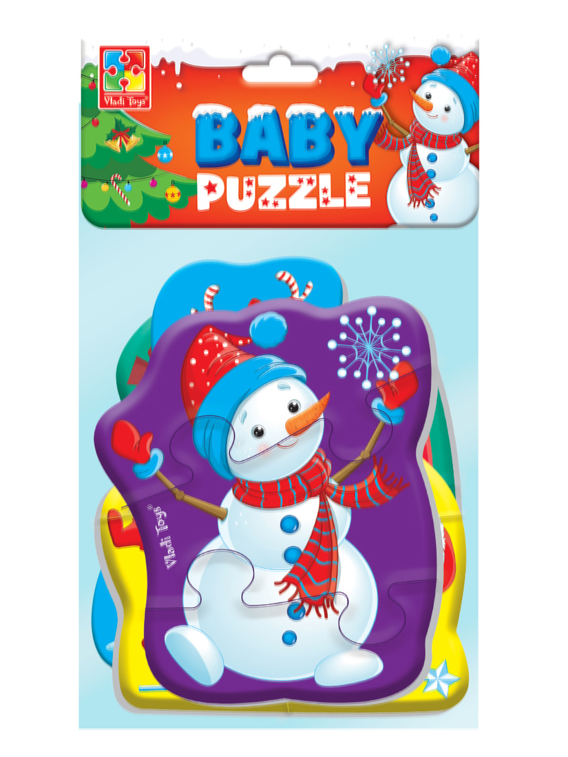 Мягкие пазлы Baby puzzle Новогодние приключения 4 картинки 13 элементов