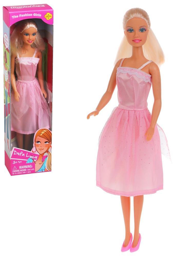 Кукла Defa в атласном платье роз.