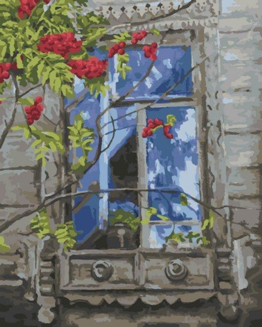 Картина по номерам  Рябина под окном 40 х 50