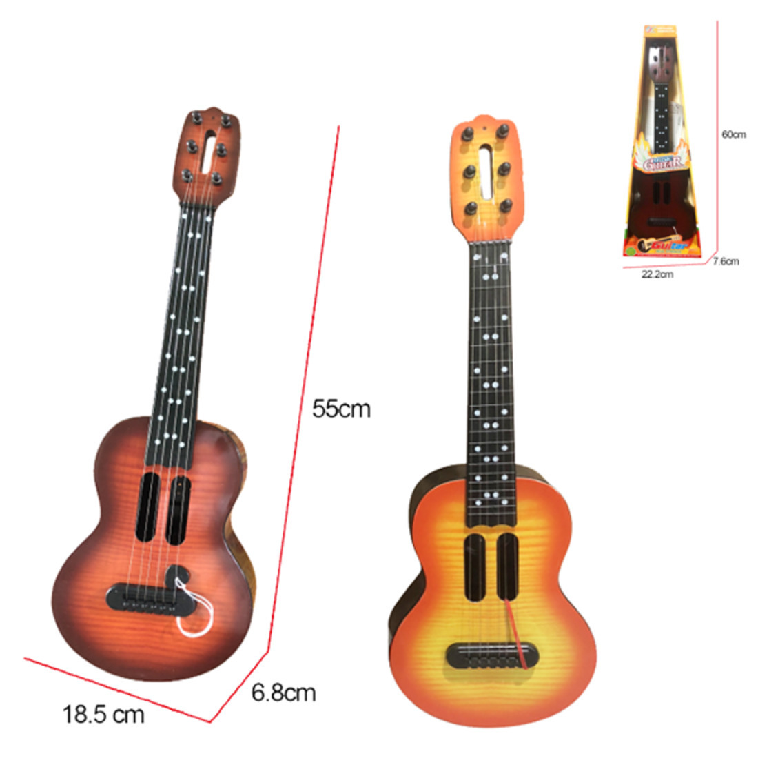 Музыкальный инструмент Гитара, 55 см, 6 стун, в ассорт., коробка