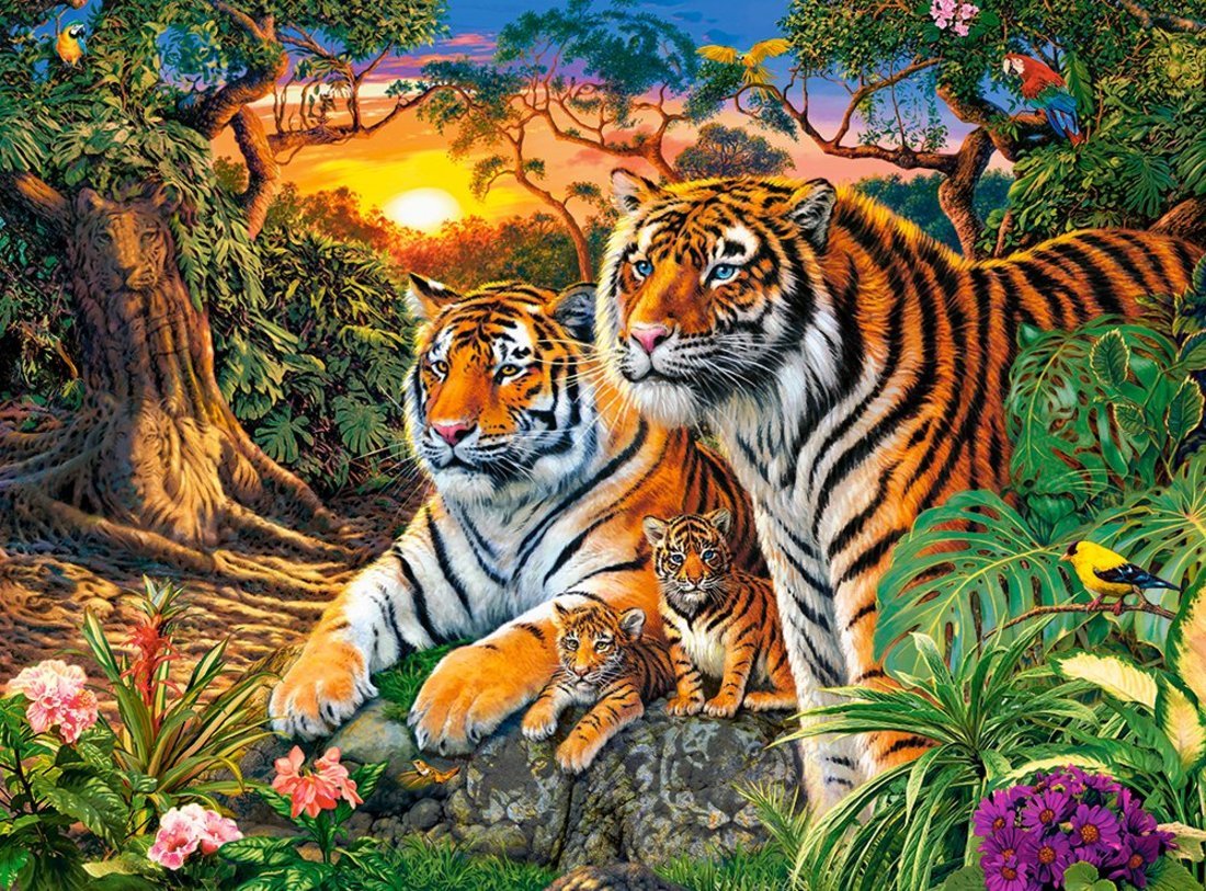 Пазлы 2000 Семья тигров