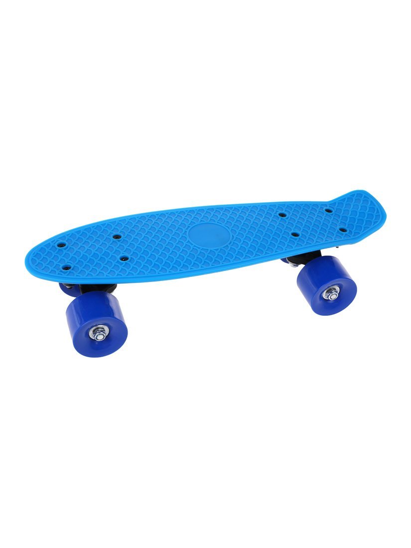 Скейтборд пластик 41x12 см, с большими PVC колесом (6 см.) без света, голубой