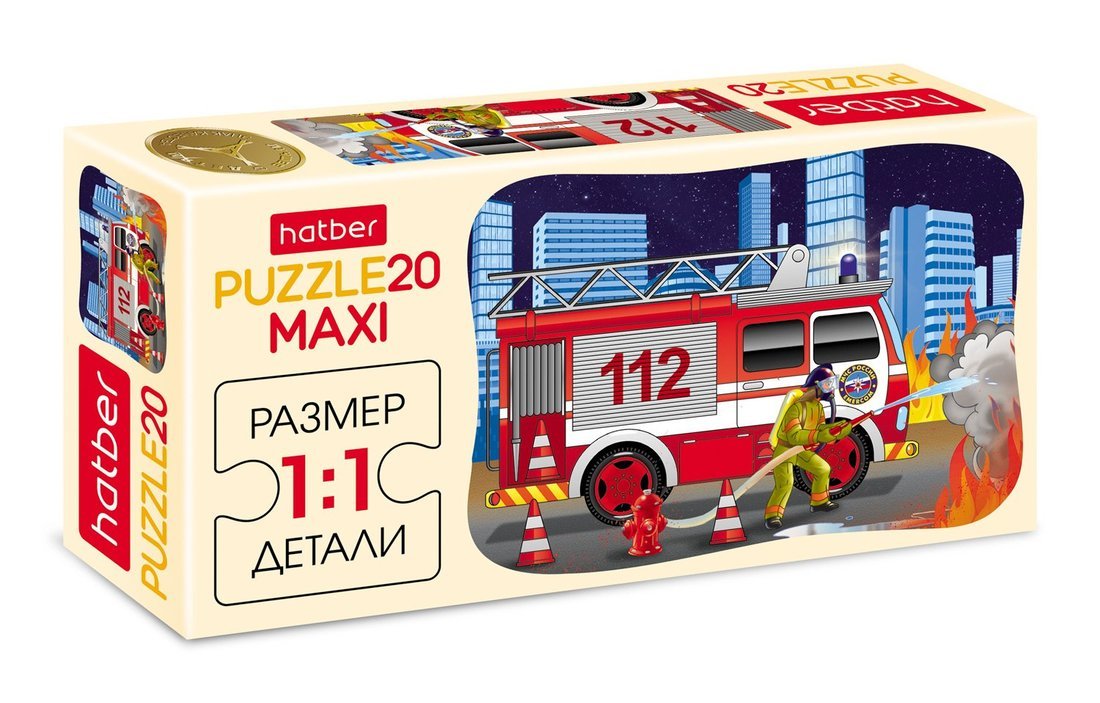 Пазлы 20 А5ф 230х165мм MAXI Пожарная машина