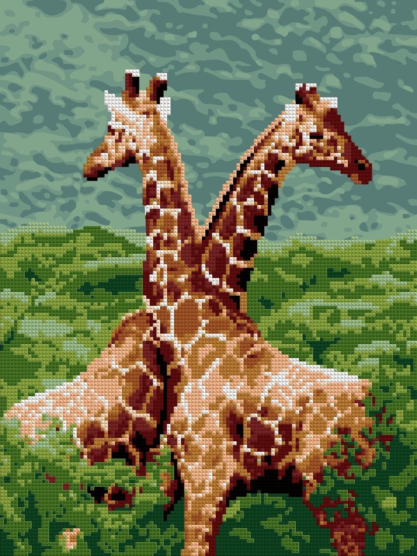 Алмазная мозаика 30 х 40 см Жирафы (частичное заполнение)