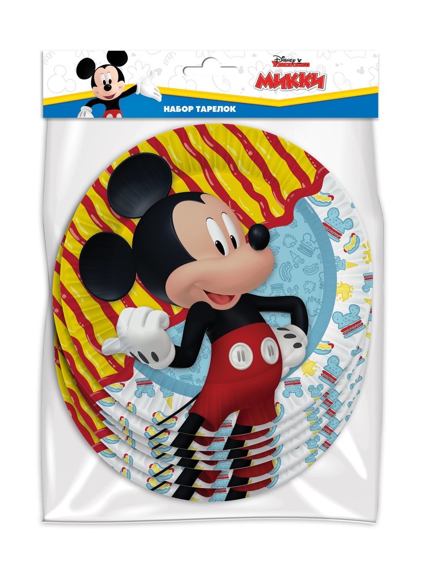 Набор бумажных тарелок Mickey Mouse, 6 шт d=180 мм
