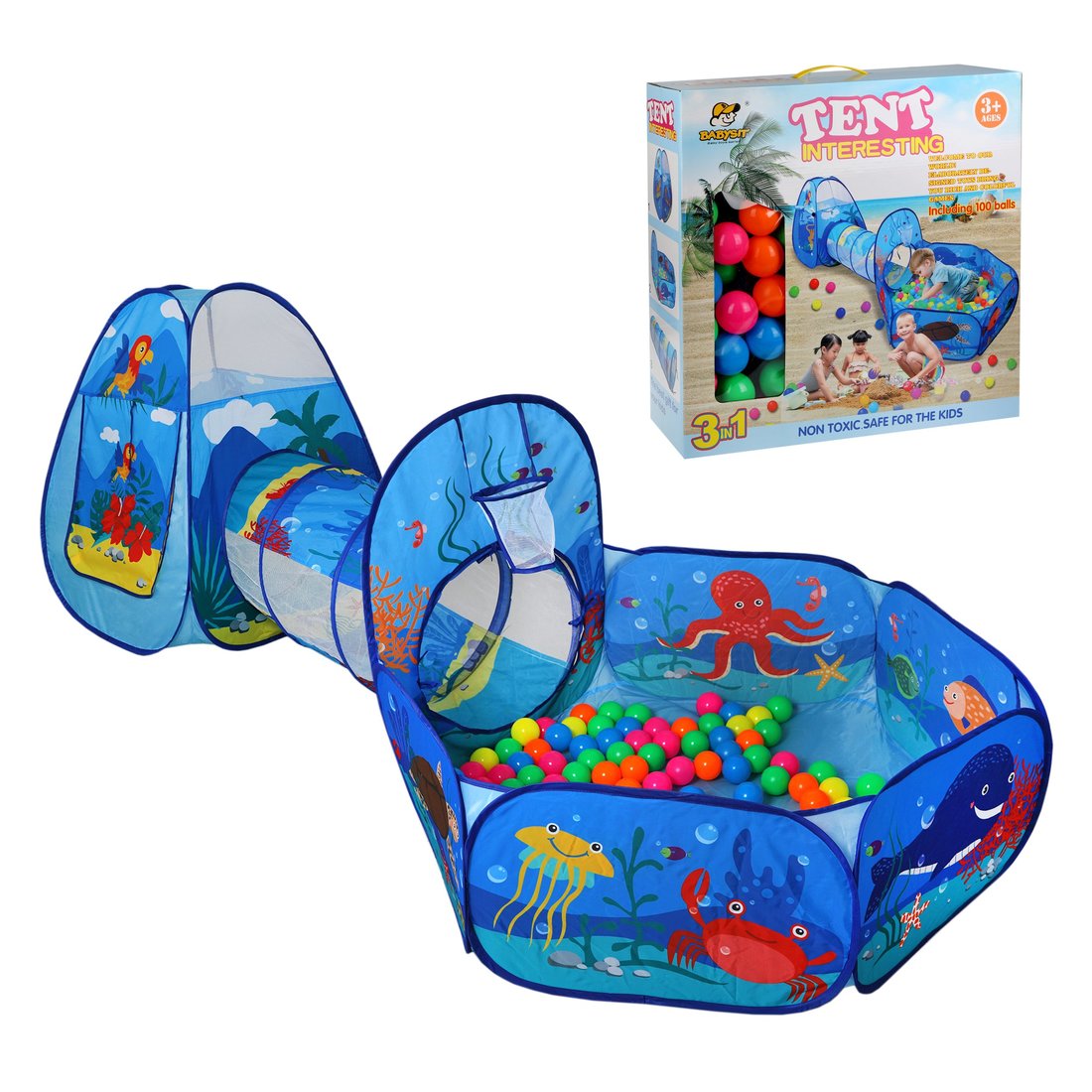 Игрушка, вмещающая в себя ребенка: Игровой комплекс, в комплекте пластмассовые шарики 100 шт.