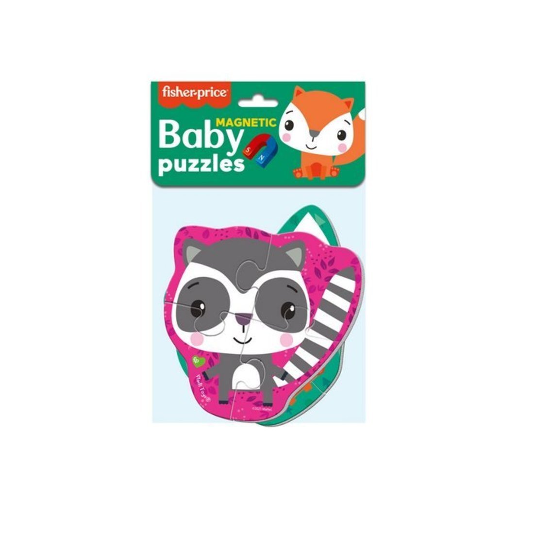 Мягкие магнитные Baby puzzle Fisher-Price Лис и енот 2 картинки 7 элементов