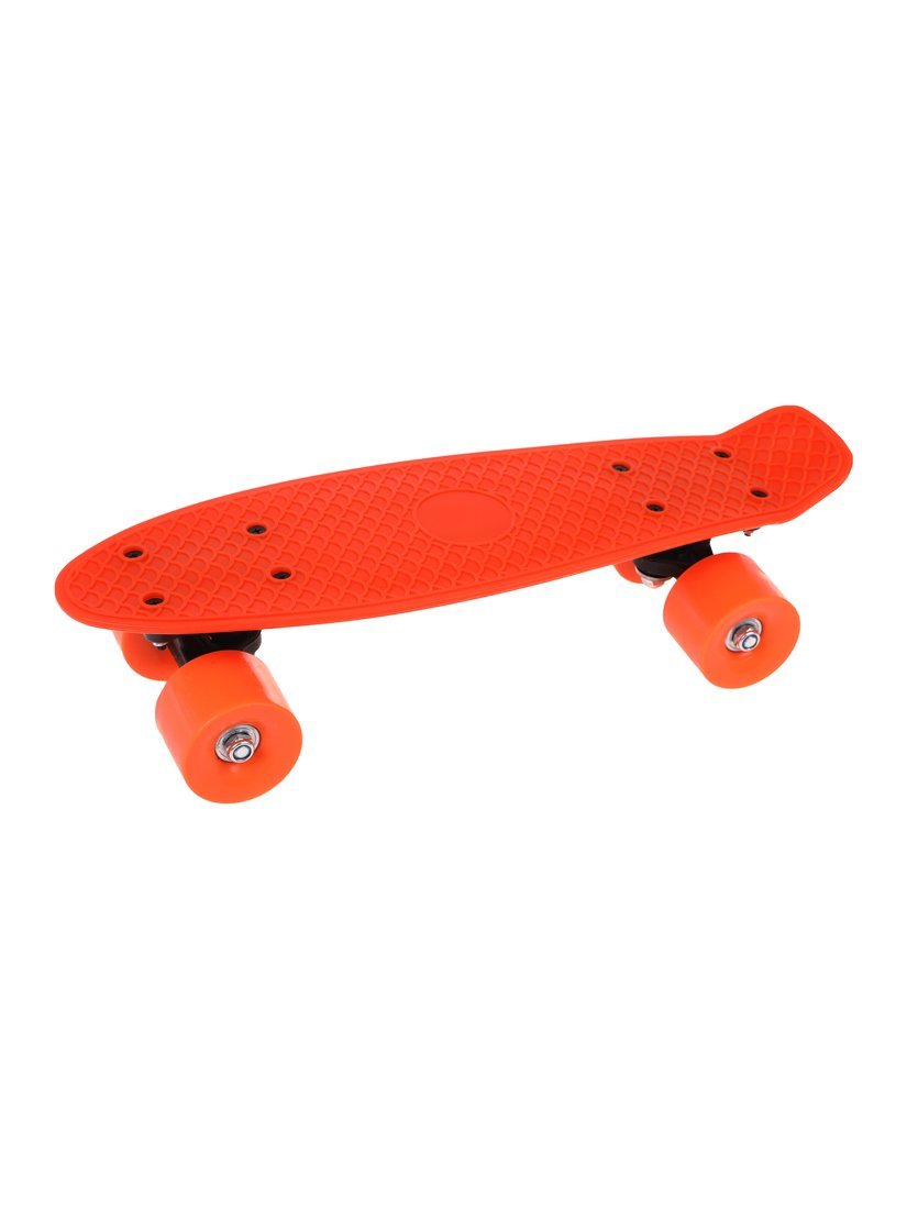 Скейтборд пластик 41x12 см, с большими PVC колесом (6 см.) без света, оранжевый