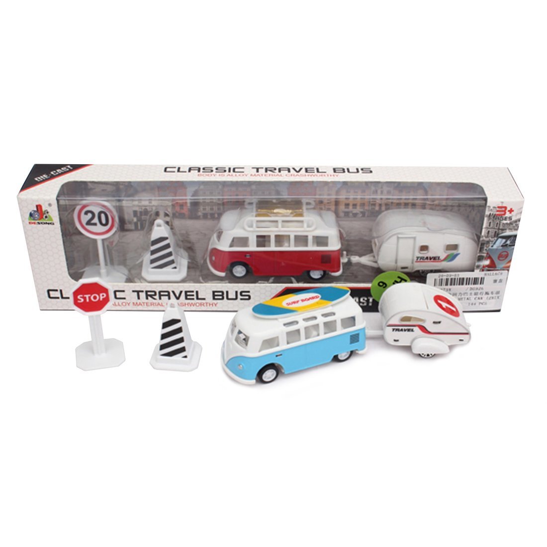 Игр.набор Автостоянка, в комплекте: автобус металлический, инерционный, предметы 3шт., коробка, в ассортименте
