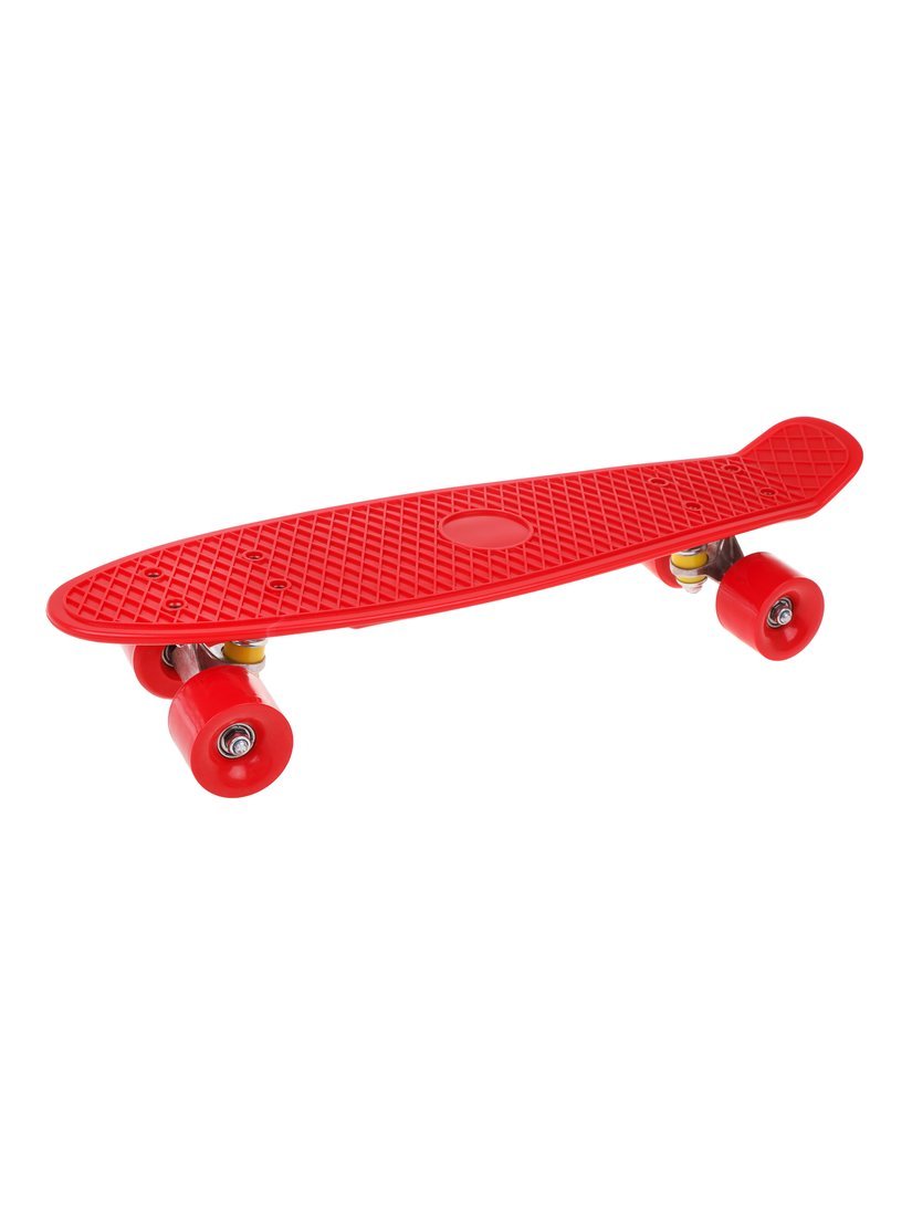 Скейтборд пластик 56 см, колеса PVC, крепления алюмин., красный