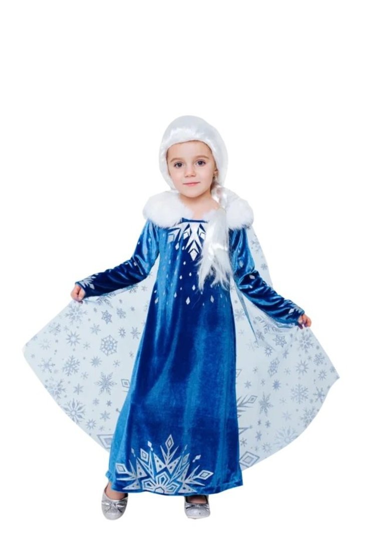 Костюм Эльза: зимнее платье платье с накидкой, парик, размер 104-52
