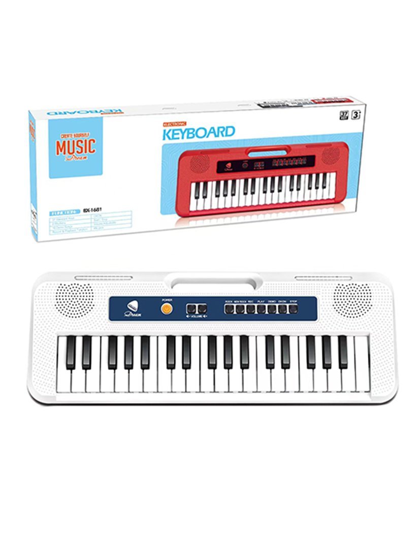 Игрушка музыкальная: Синтезатор, 37 клавиш, микрофон, эл. пит. ААх3 не вх. в комплект, коробка