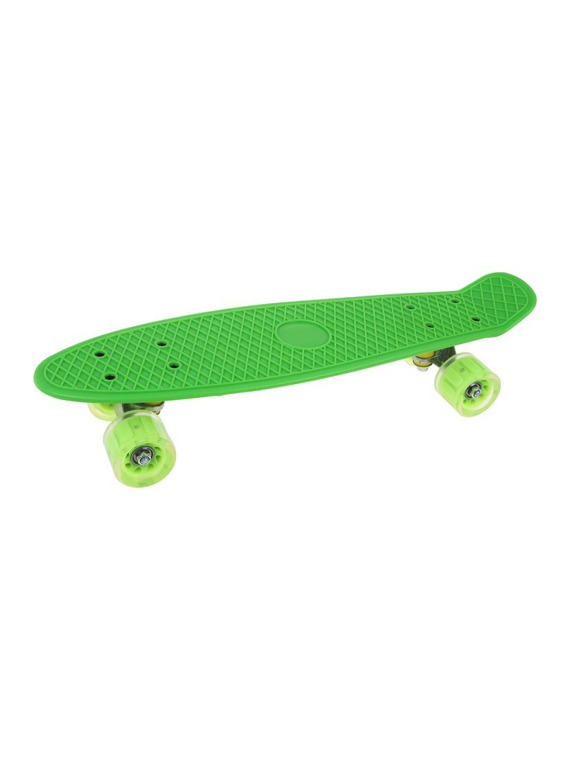 Скейтборд пластик 56 см, колеса PU со светом, крепления алюмин., зелёный