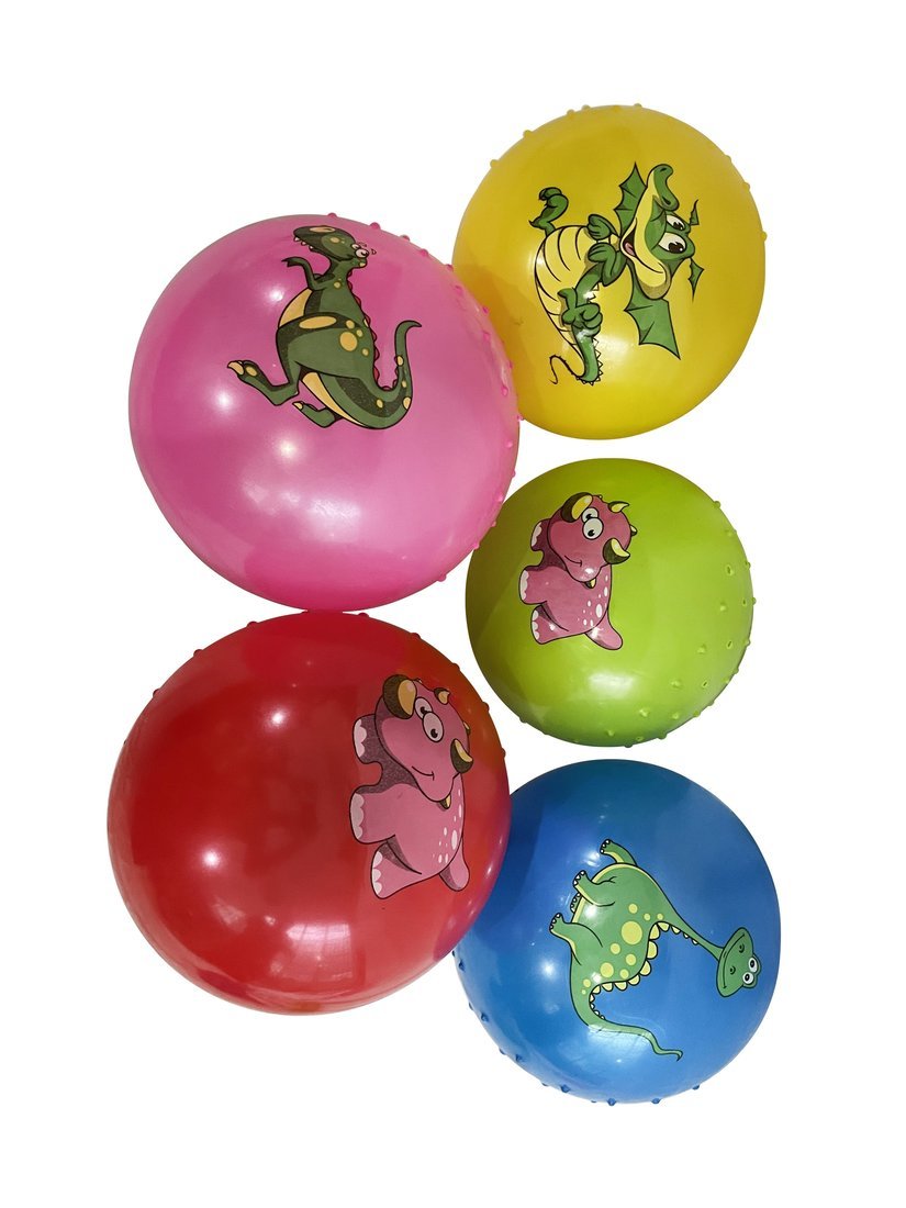 Мяч детский Moby Kids "Динозаврики", с рожками с массаж.стороной, 21 см./ 60 г.,  ПВХ . в ассорт.