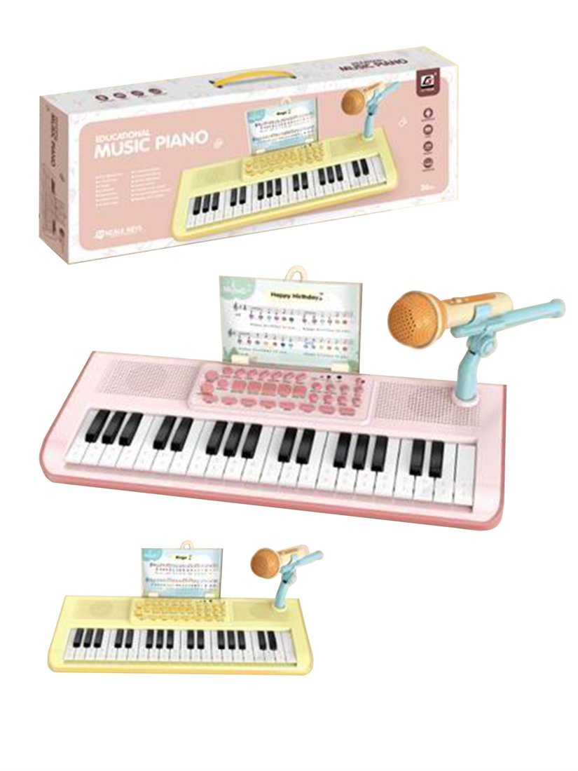 Игрушка музыкальная: Синтезатор, 37 клавиш, микрофон, USB кабель, встр. акк-р 3,7 V, в ассорт., коробка